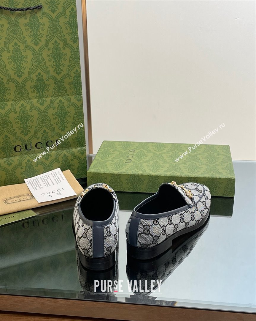 Gucci Jordaan GG Canvas Loafers with Crystals Grey 2023 759918 (MD-231012061)