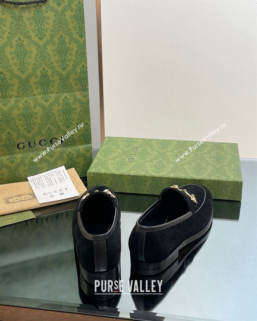 Gucci Jordaan Suede Loafers with Crystals Black 2023 759918 (MD-231012063)