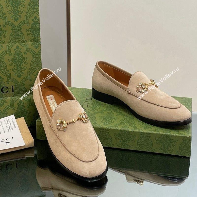 Gucci Jordaan Suede Loafers with Crystals Beige 2023 759918 (MD-231012066)