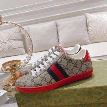 Gucci Ace GG Canvas Sneakers Beige/Red 1 2023 1012 (SS-231012072)