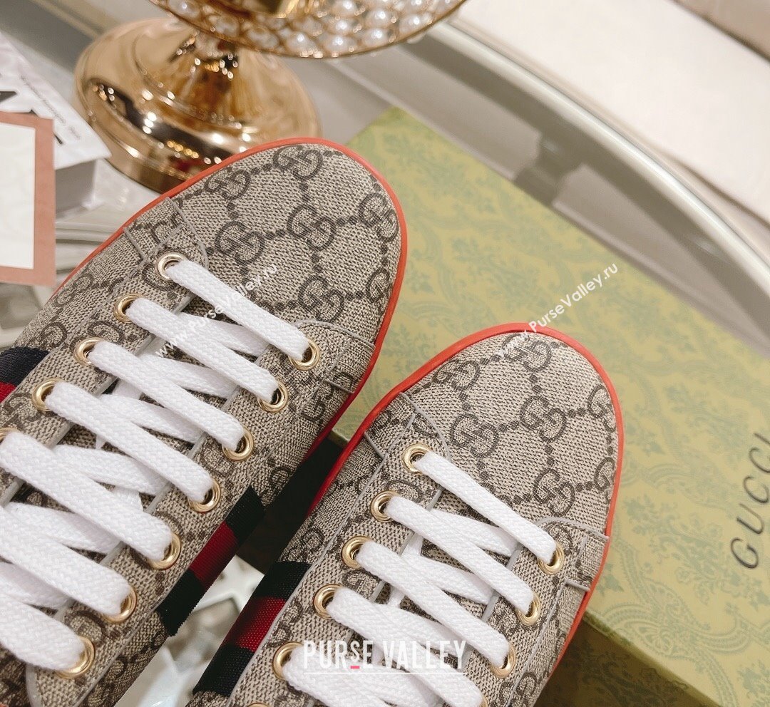 Gucci Ace GG Canvas Sneakers Beige/Red 1 2023 1012 (SS-231012072)