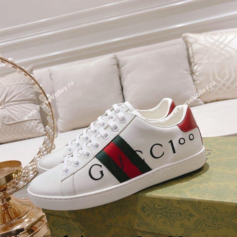 Gucci Ace Leather Sneakers with GUCCI Embroidered White 2023 1012 (SS-231012073)