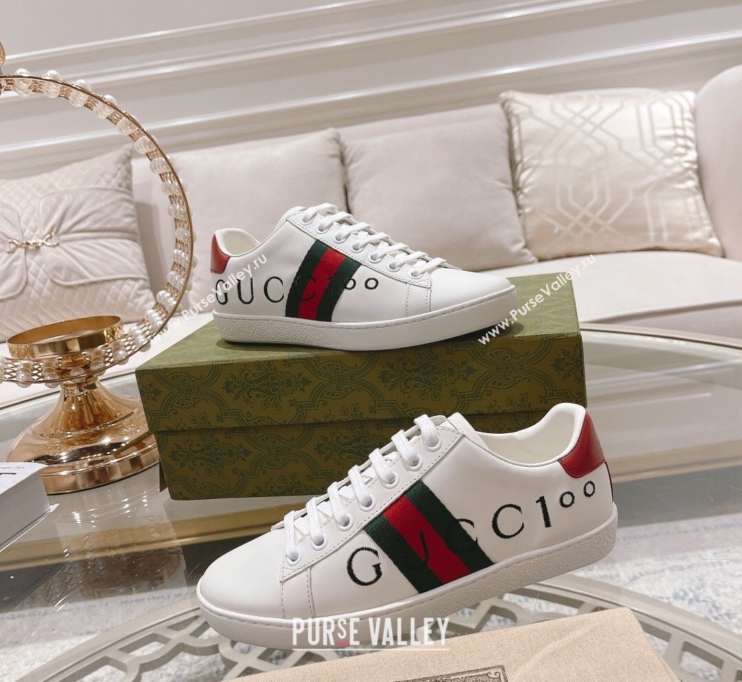 Gucci Ace Leather Sneakers with GUCCI Embroidered White 2023 1012 (SS-231012073)