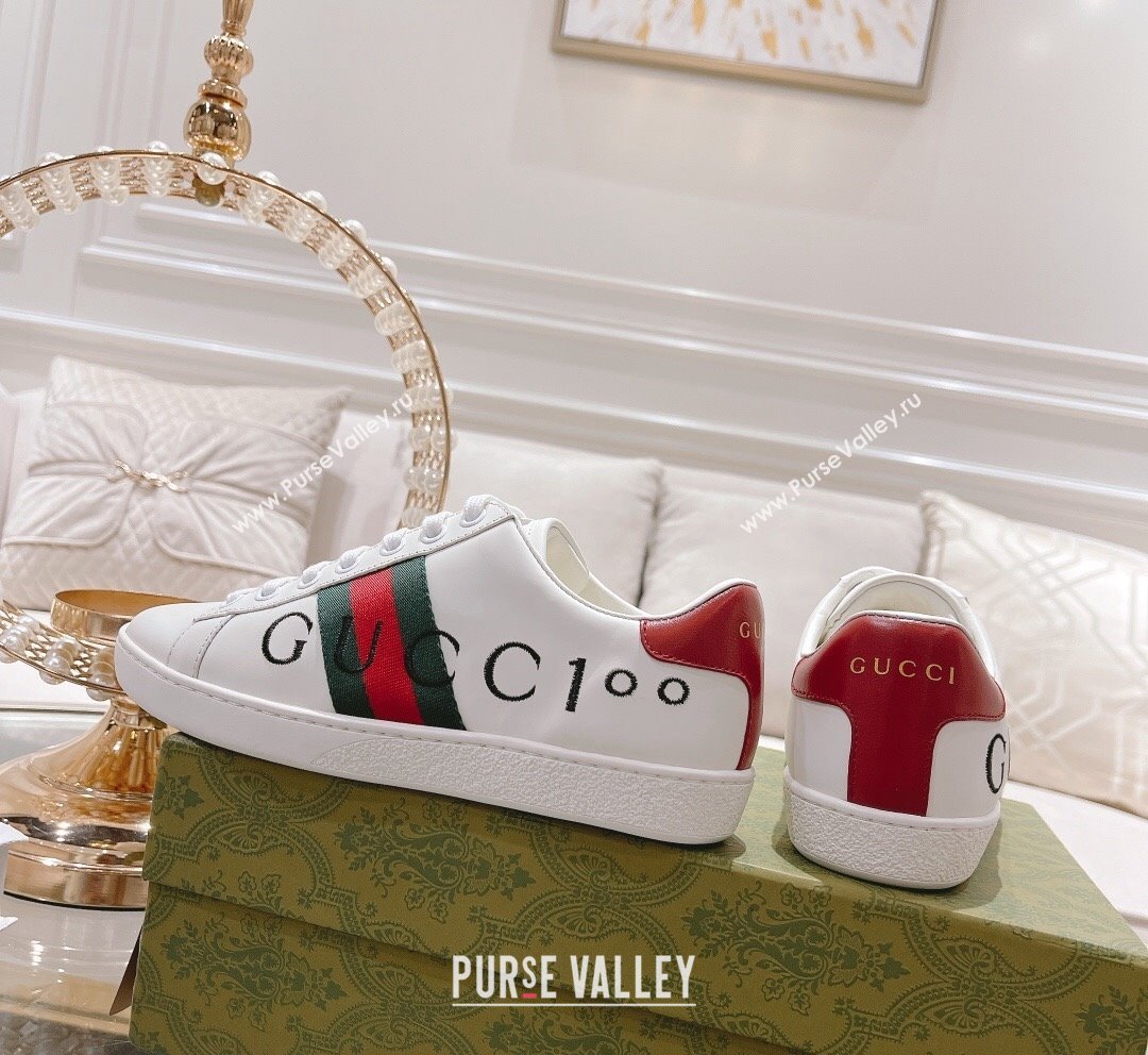 Gucci Ace Leather Sneakers with GUCCI Embroidered White 2023 1012 (SS-231012073)