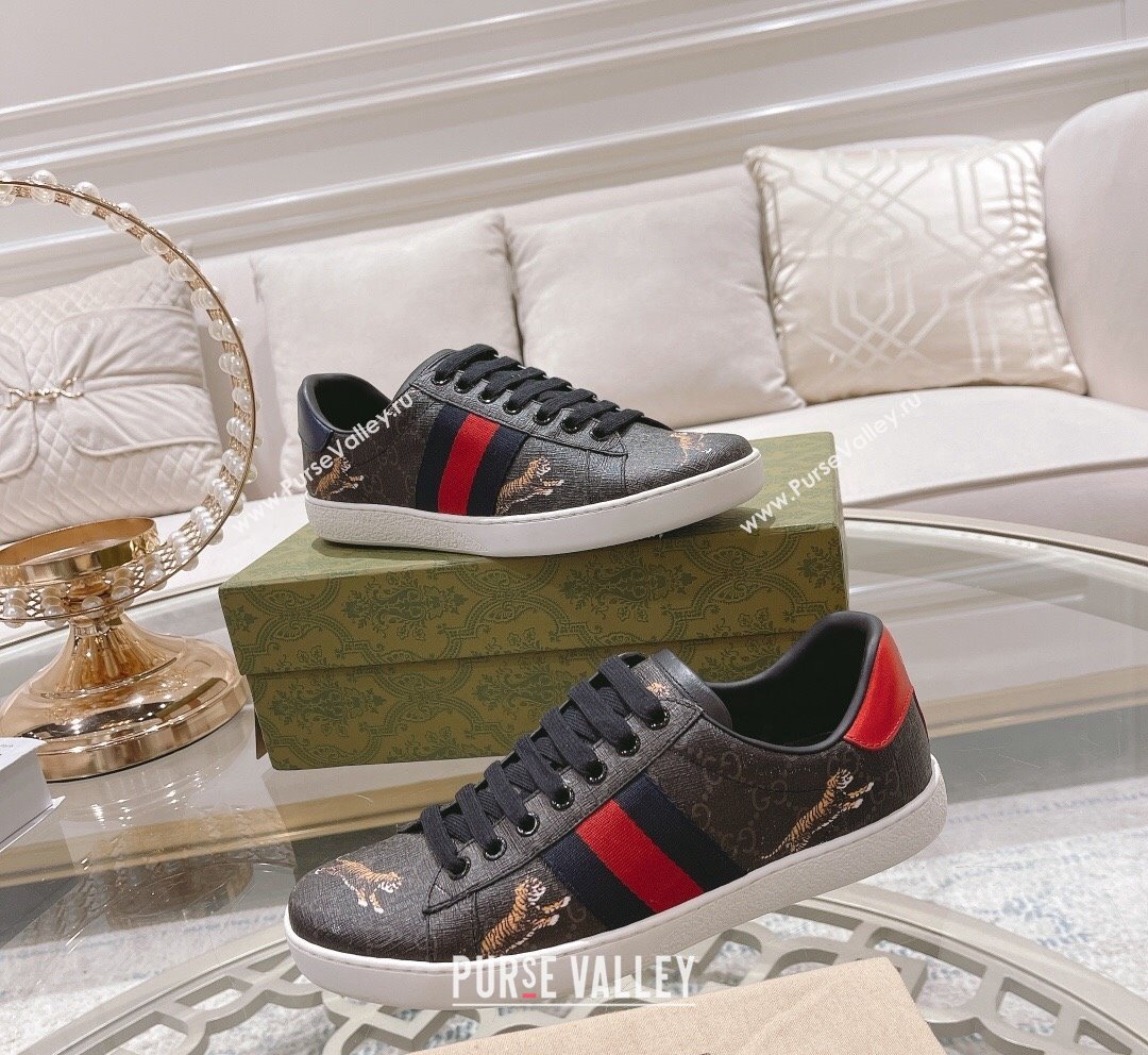 Gucci Ace GG Canvas Sneakers with Tigers Black 3 2023 1012 (SS-231012074)