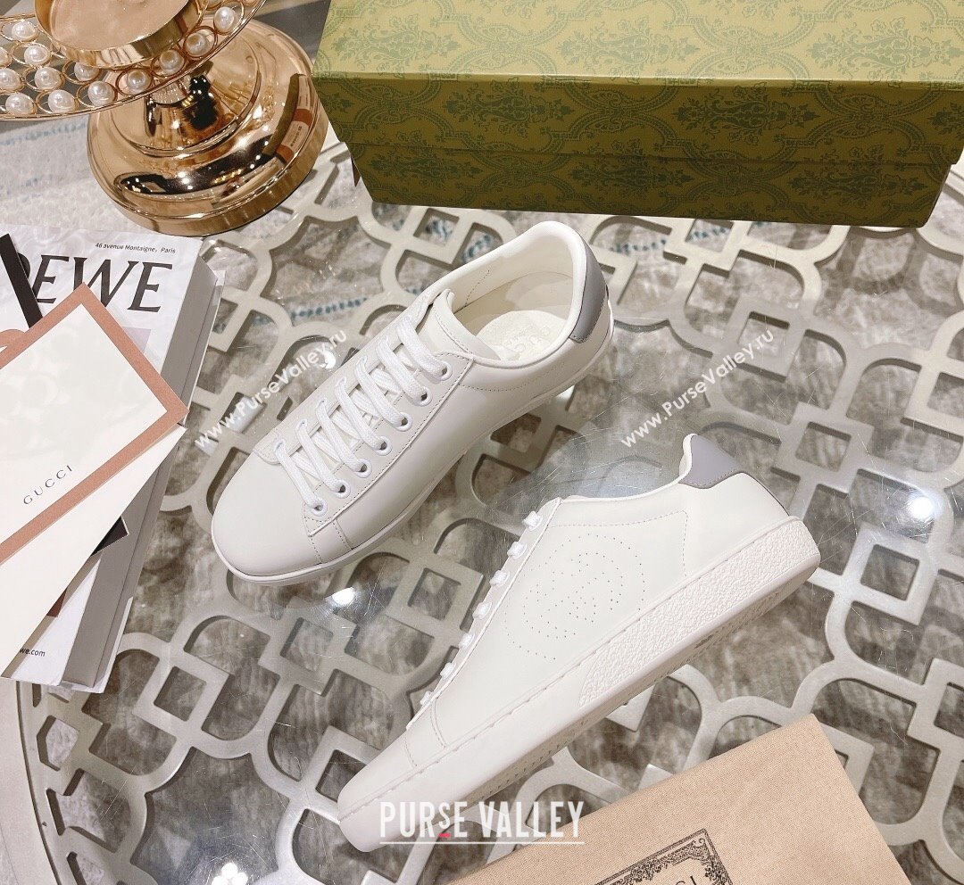 Gucci Ace Leather Sneakers with Interlocking G White 5 2023 1012 (SS-231012076)