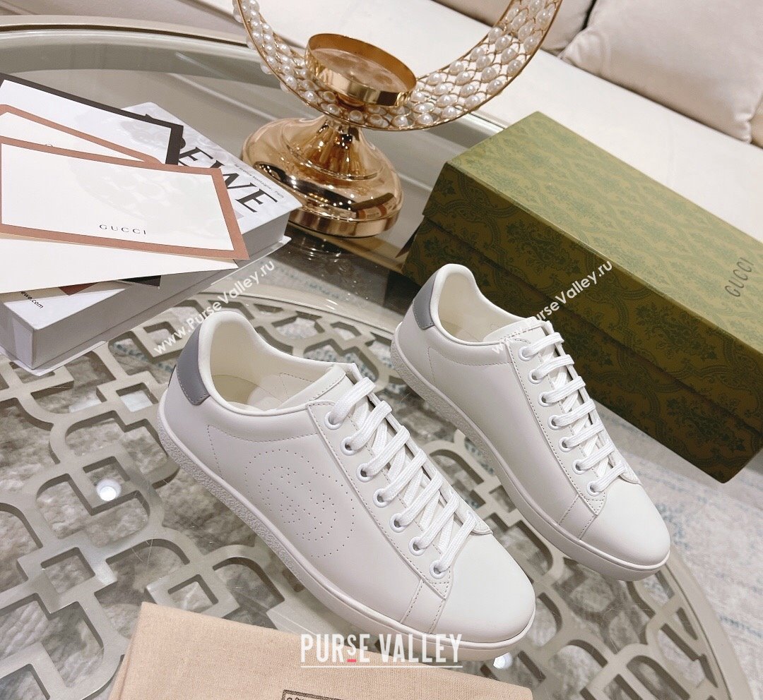 Gucci Ace Leather Sneakers with Interlocking G White 5 2023 1012 (SS-231012076)