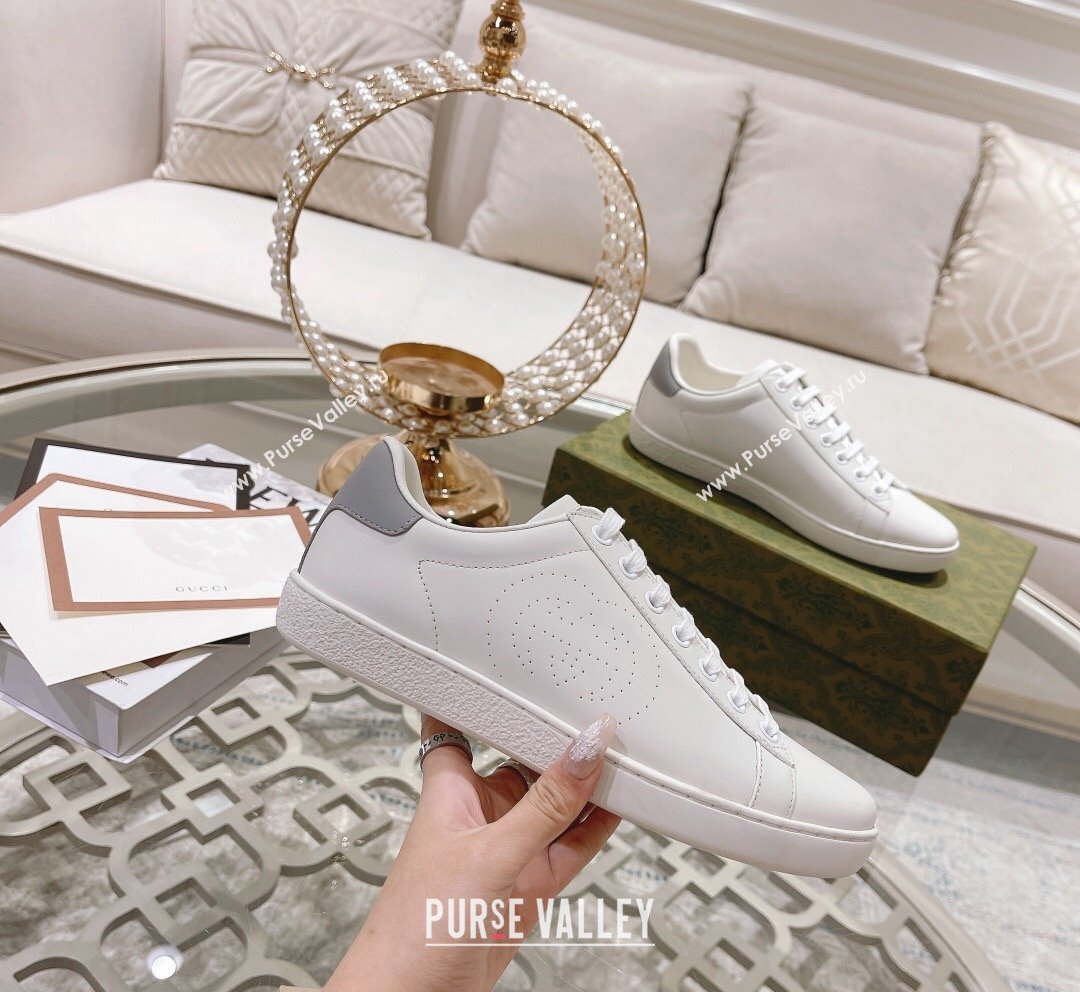 Gucci Ace Leather Sneakers with Interlocking G White 5 2023 1012 (SS-231012076)