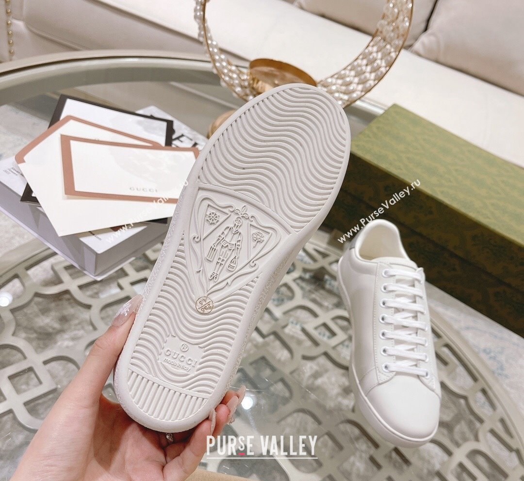 Gucci Ace Leather Sneakers with Interlocking G White 5 2023 1012 (SS-231012076)