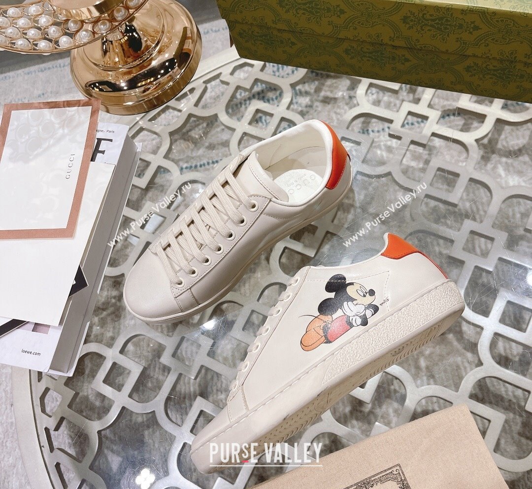 Gucci Ace Leather Sneakers Mickey Mouse White 7 2023 1012 (SS-231012078)