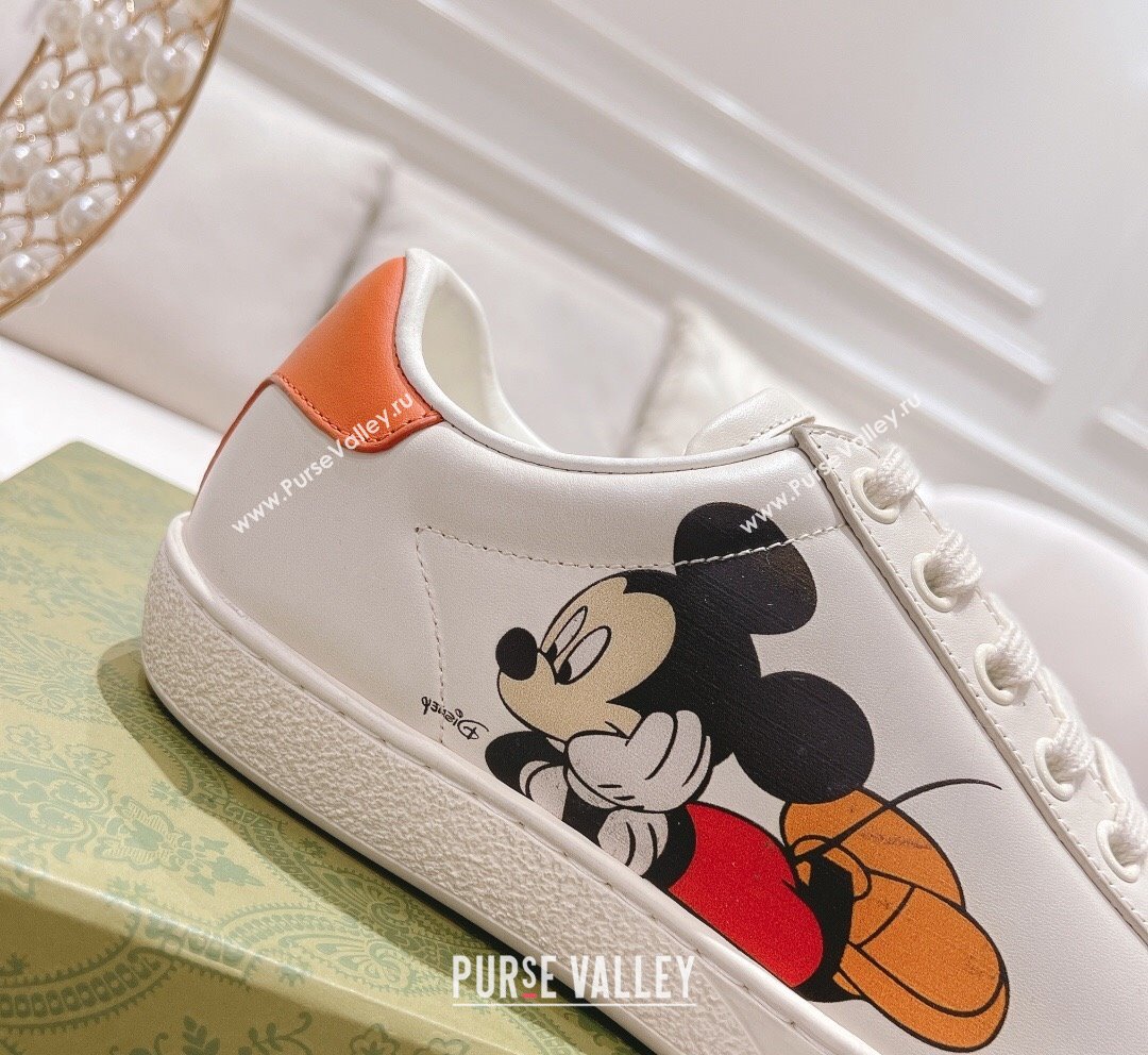 Gucci Ace Leather Sneakers Mickey Mouse White 7 2023 1012 (SS-231012078)