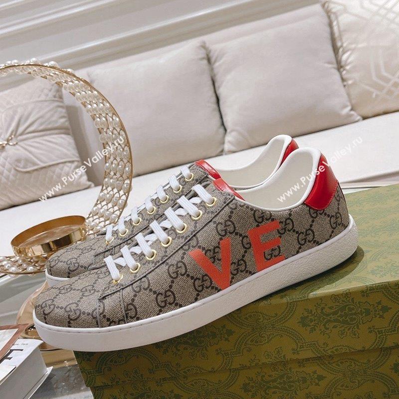 Gucci Ace GG Canvas Sneakers LOVE Beige 12 2023 1012 (SS-231012083)