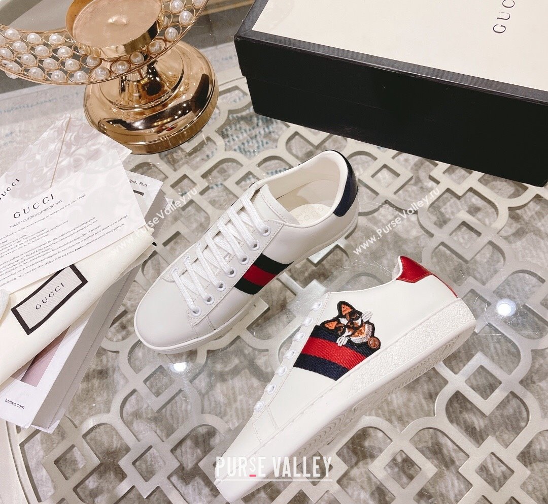 Gucci Ace Leather Sneakers DOG White 13 2023 1012 (SS-231012084)