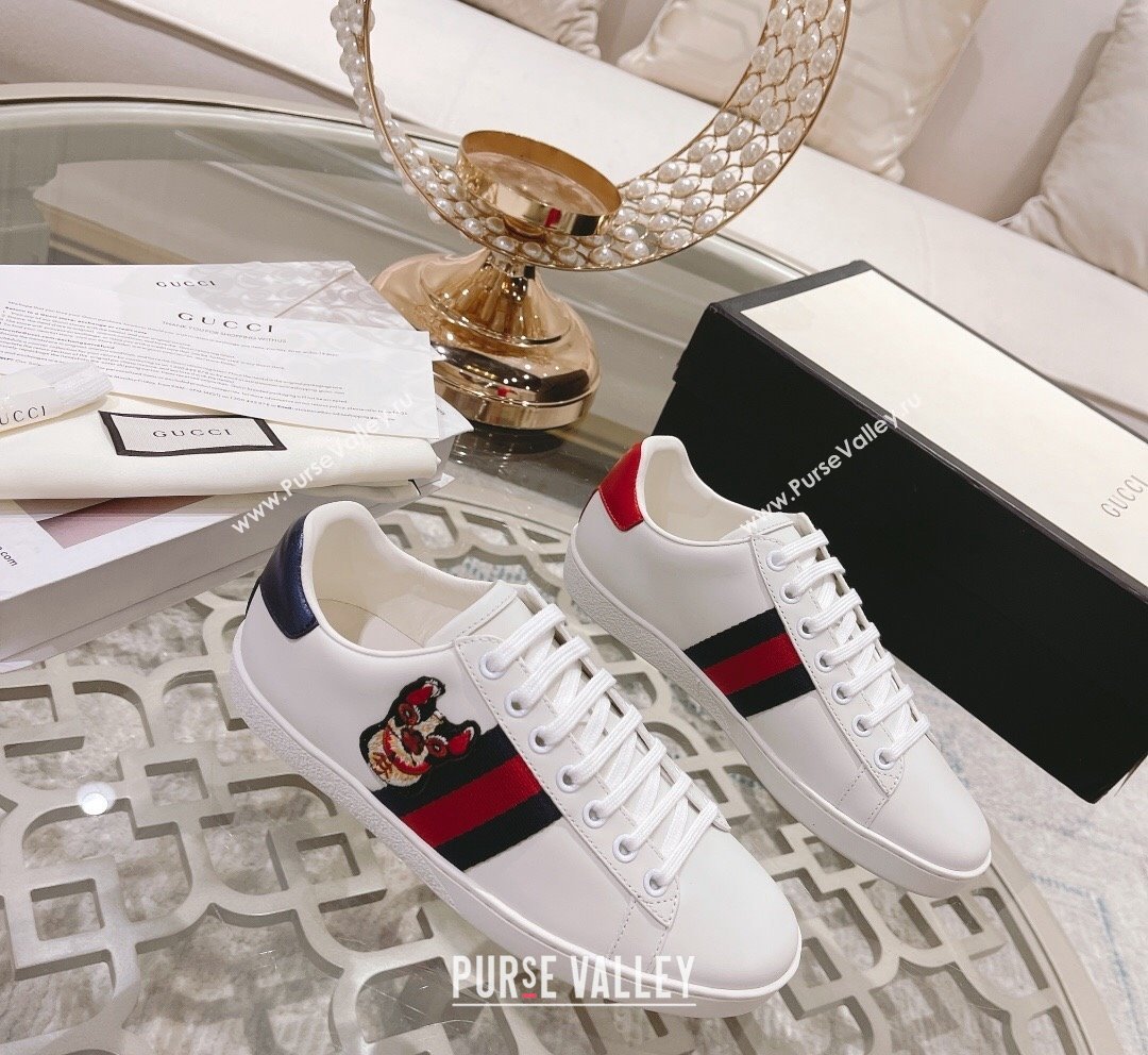 Gucci Ace Leather Sneakers DOG White 13 2023 1012 (SS-231012084)