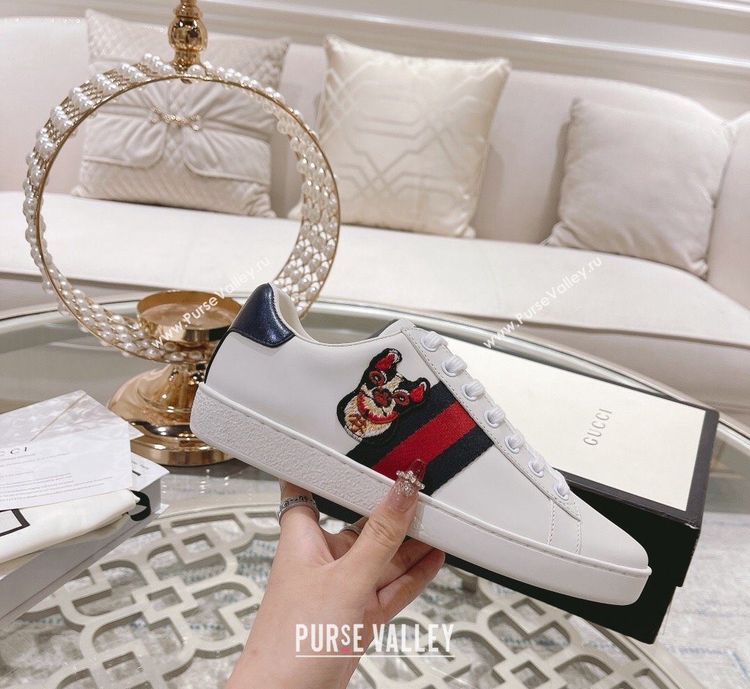 Gucci Ace Leather Sneakers DOG White 13 2023 1012 (SS-231012084)