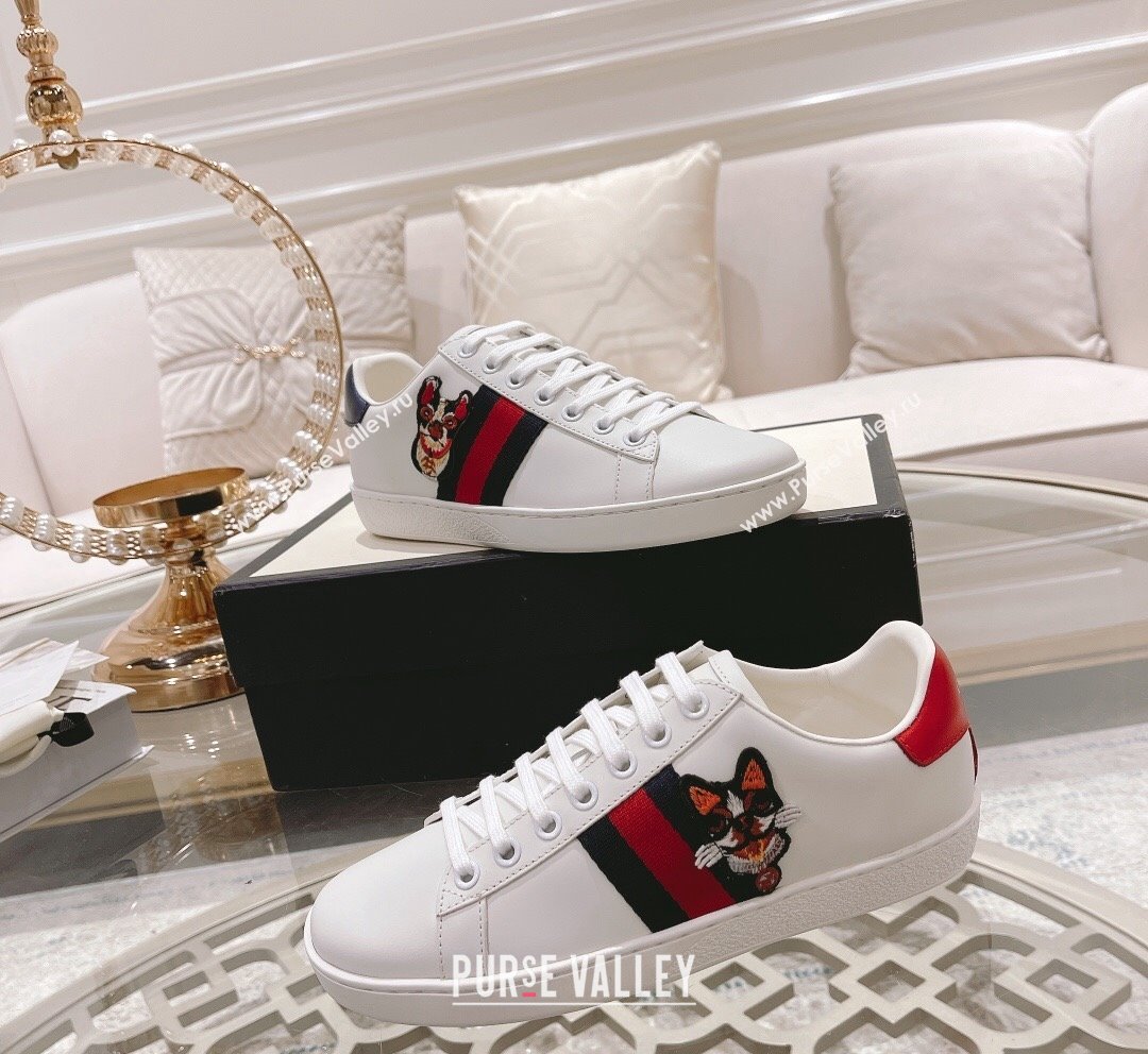 Gucci Ace Leather Sneakers DOG White 13 2023 1012 (SS-231012084)