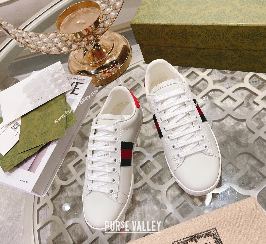 Gucci Ace Leather Sneakers BLOOM White 14 2023 1012 (SS-231012085)