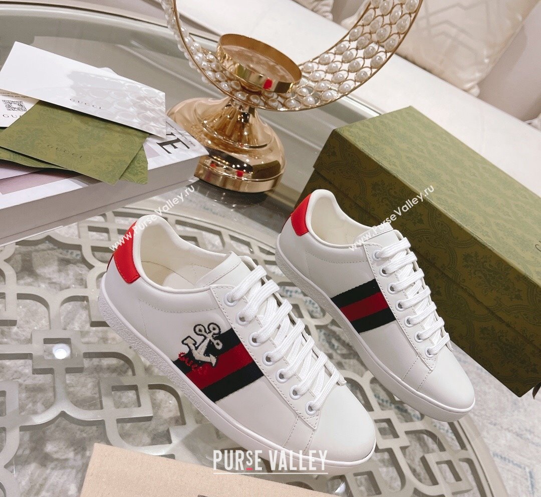 Gucci Ace Leather Sneakers BLOOM White 14 2023 1012 (SS-231012085)