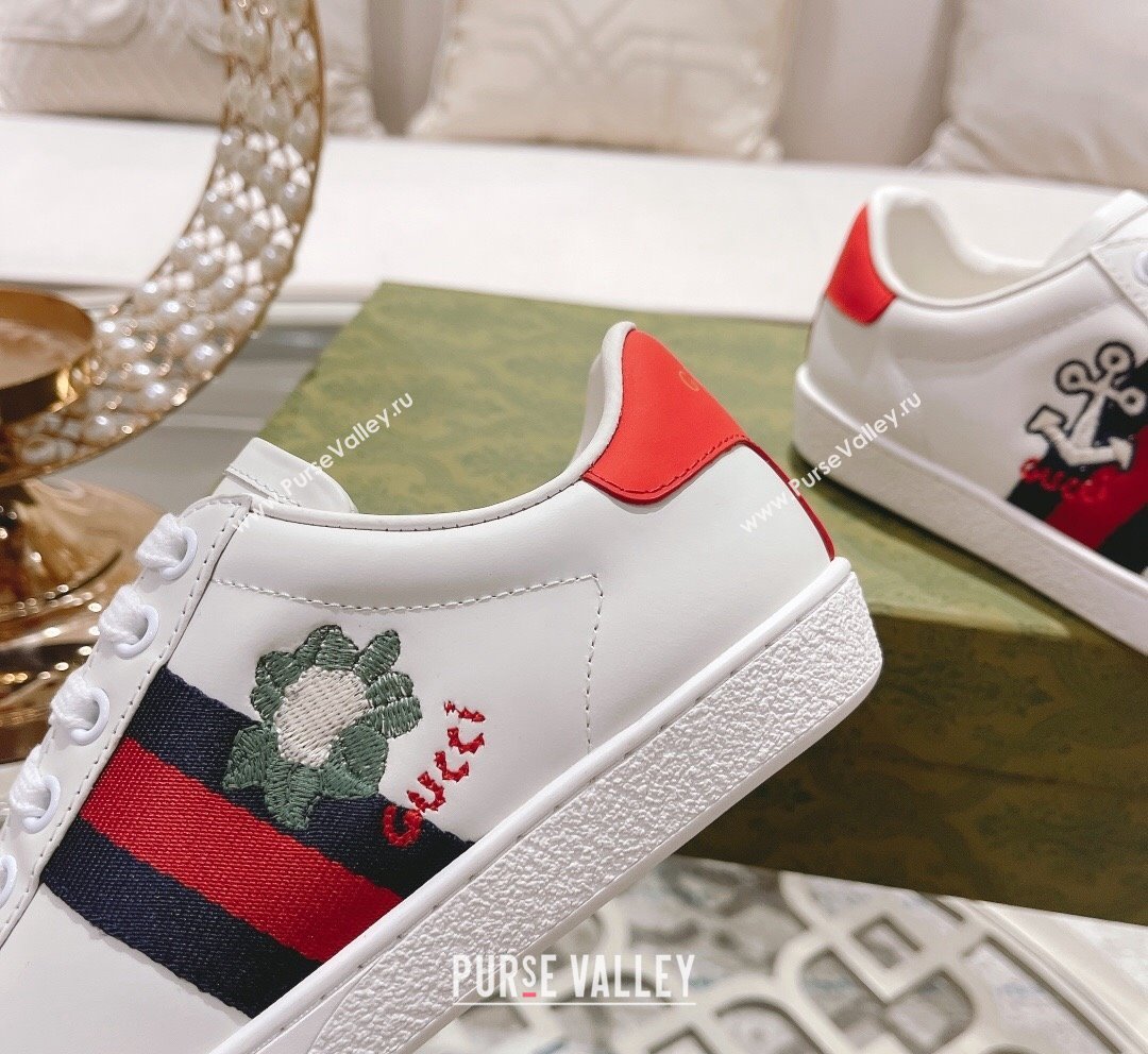 Gucci Ace Leather Sneakers BLOOM White 14 2023 1012 (SS-231012085)