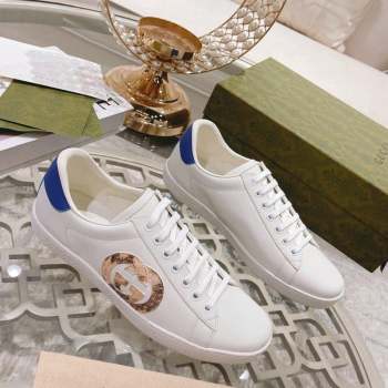 Gucci Ace Leather Sneakers with Snakeskin Printed Interlocking G White 2023 1012 (SS-231012086)