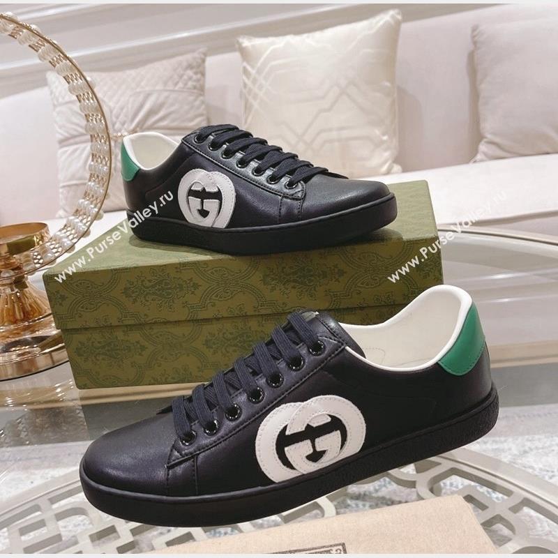 Gucci Ace Leather Sneakers Interlocking G Black/White 16 2023 1012 (SS-231012087)