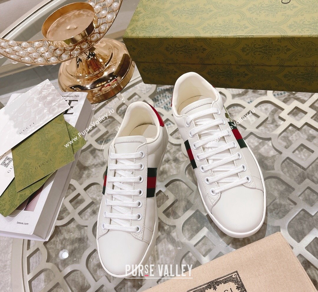 Gucci Ace Leather Sneakers GG Berry White 2023 1012 (SS-231012088)