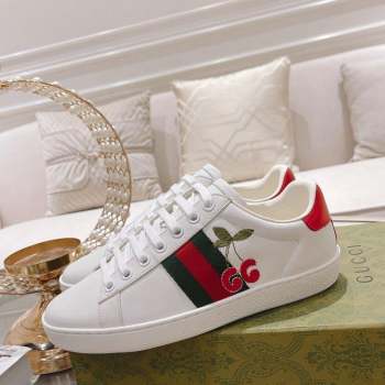 Gucci Ace Leather Sneakers GG Berry White 2023 1012 (SS-231012088)