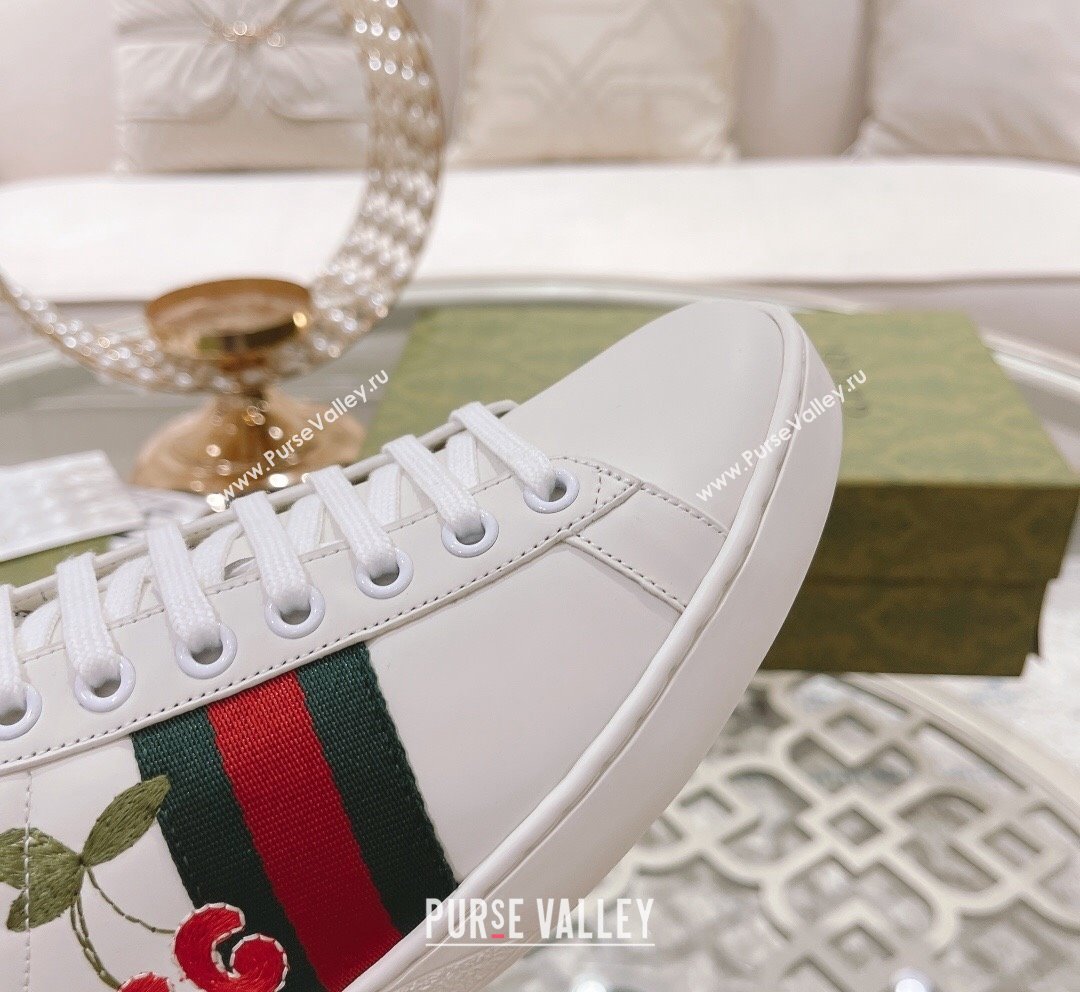 Gucci Ace Leather Sneakers GG Berry White 2023 1012 (SS-231012088)