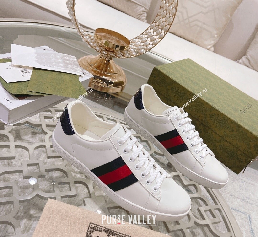 Gucci Ace Leather Sneakers White/Blue Web 21 2023 1012 (SS-231012092)