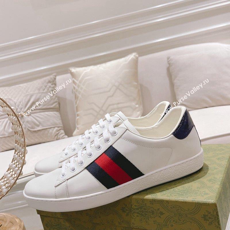 Gucci Ace Leather Sneakers White/Blue Web 21 2023 1012 (SS-231012092)