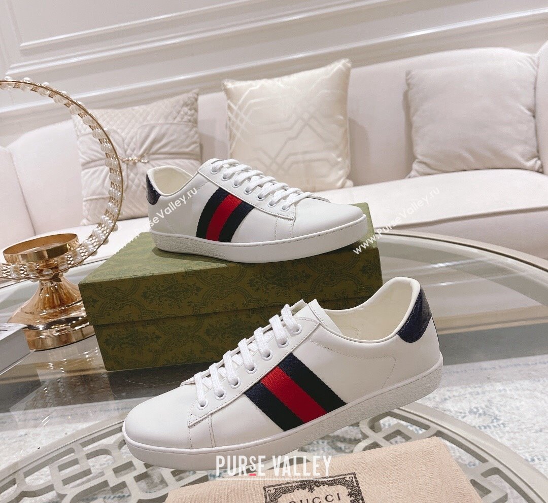 Gucci Ace Leather Sneakers White/Blue Web 21 2023 1012 (SS-231012092)