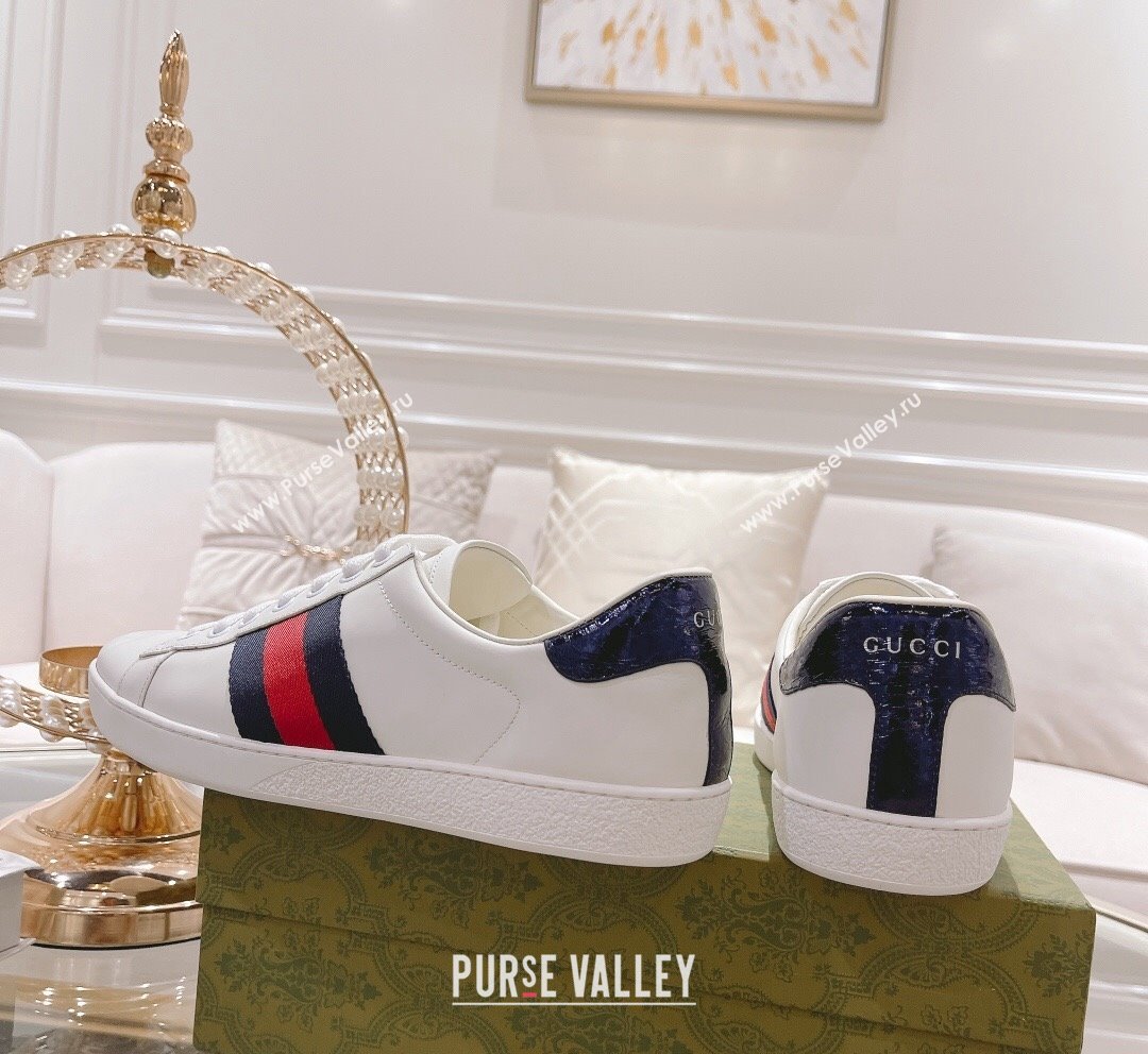 Gucci Ace Leather Sneakers White/Blue Web 21 2023 1012 (SS-231012092)