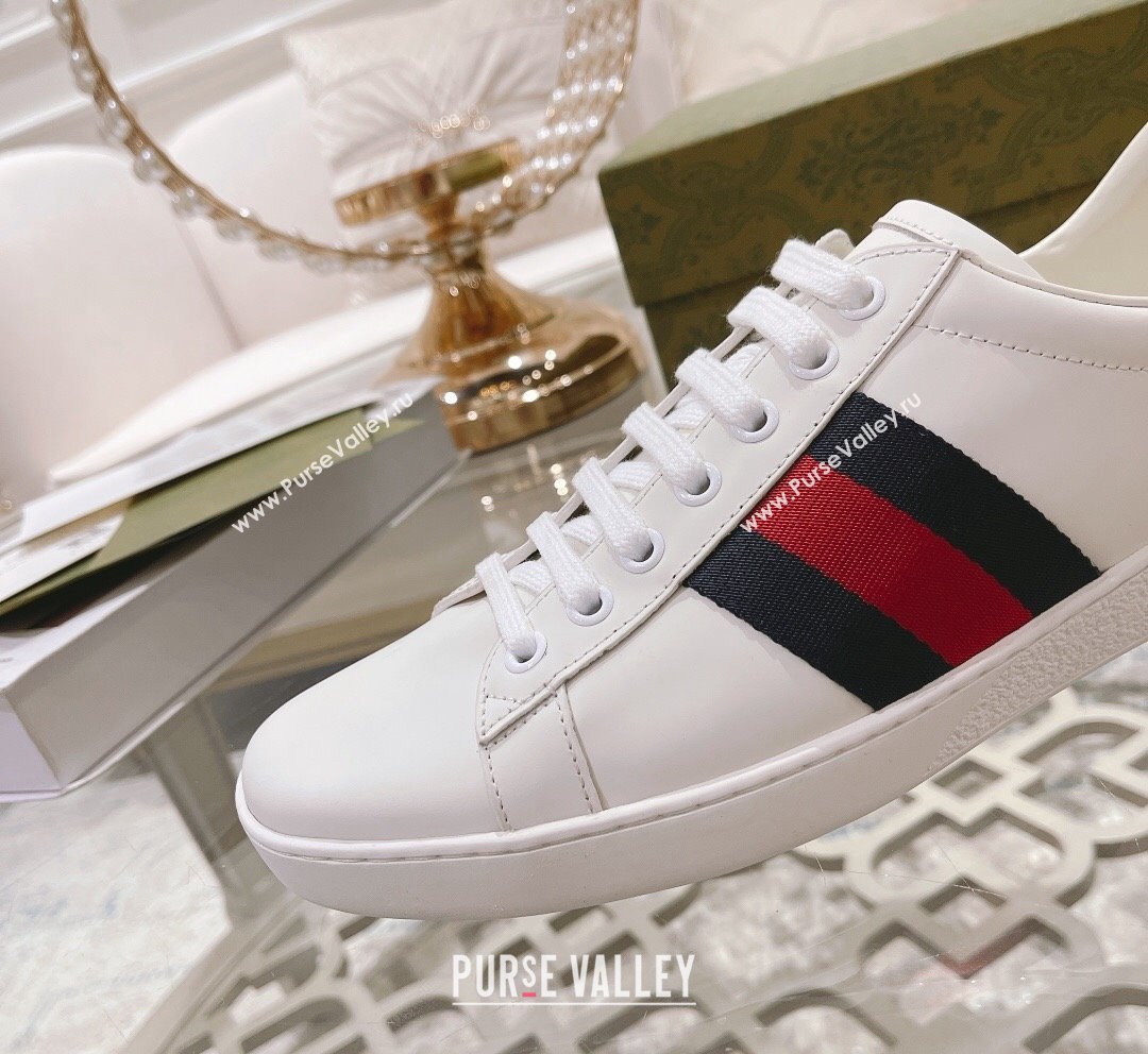 Gucci Ace Leather Sneakers White/Blue Web 21 2023 1012 (SS-231012092)