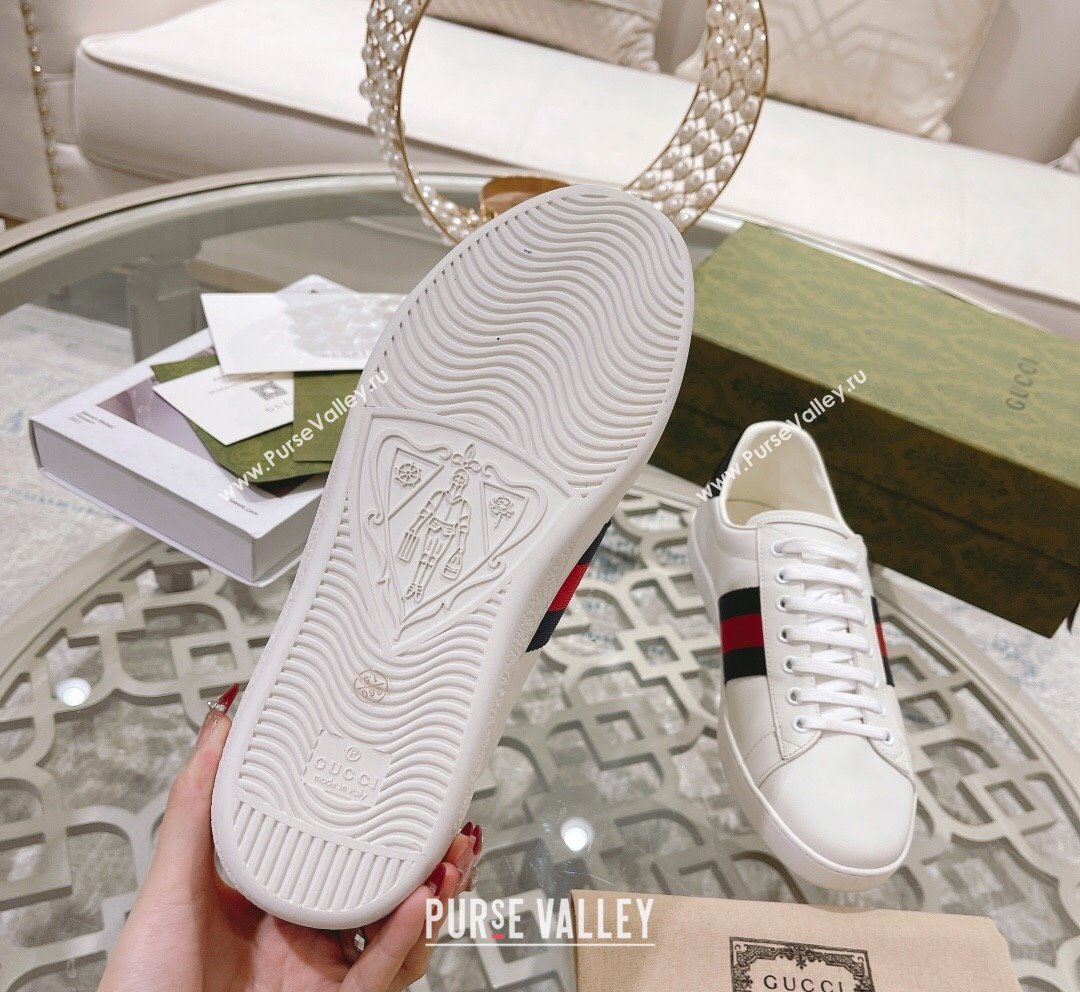 Gucci Ace Leather Sneakers White/Blue Web 21 2023 1012 (SS-231012092)