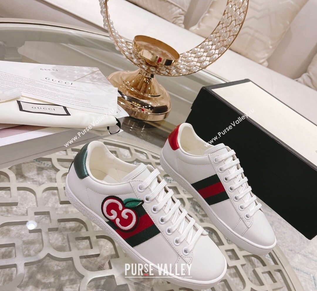 Gucci Ace Leather Sneakers GG Apple White 2023 1012 (SS-231012095)