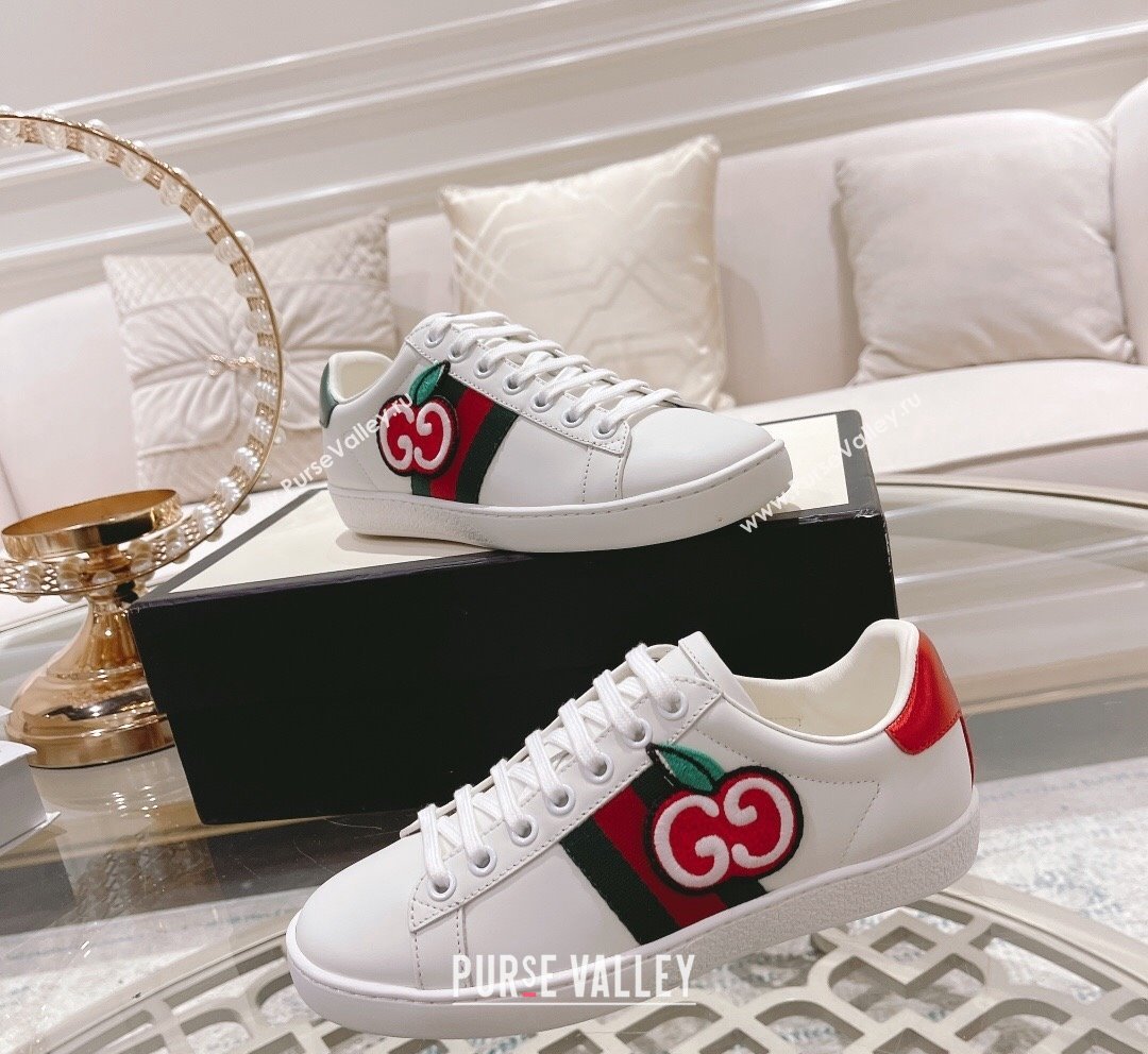 Gucci Ace Leather Sneakers GG Apple White 2023 1012 (SS-231012095)