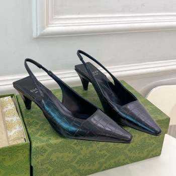 Gucci Stone-Embossed Leather Slingback Pump ‎5.5cm 764192 Black 2023 (MD-231024013)