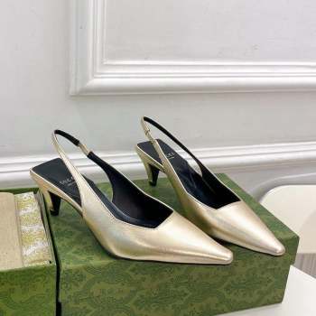 Gucci Leather Slingback Pumps ‎5.5cm 764192 Gold 2023 (MD-231024010)