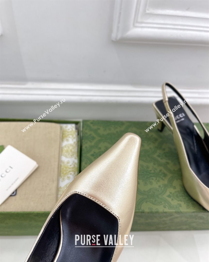 Gucci Leather Slingback Pumps ‎5.5cm 764192 Gold 2023 (MD-231024010)