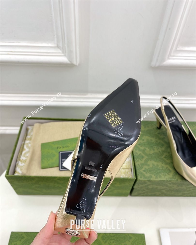 Gucci Leather Slingback Pumps ‎5.5cm 764192 Gold 2023 (MD-231024010)