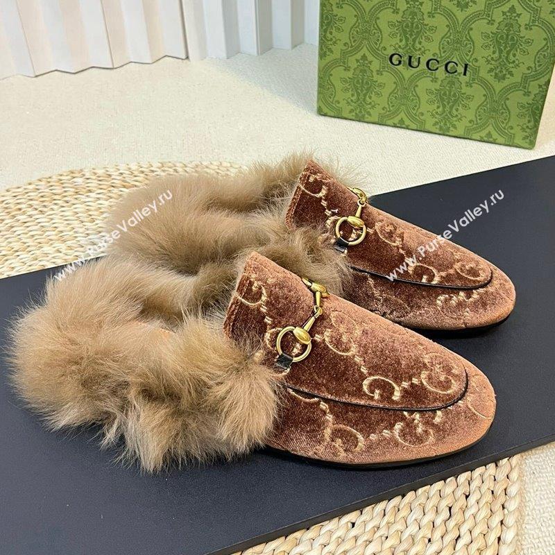 Gucci GG Velvet and Wool Slipper Brown/Beige 2023 1024 (MD-231024019)