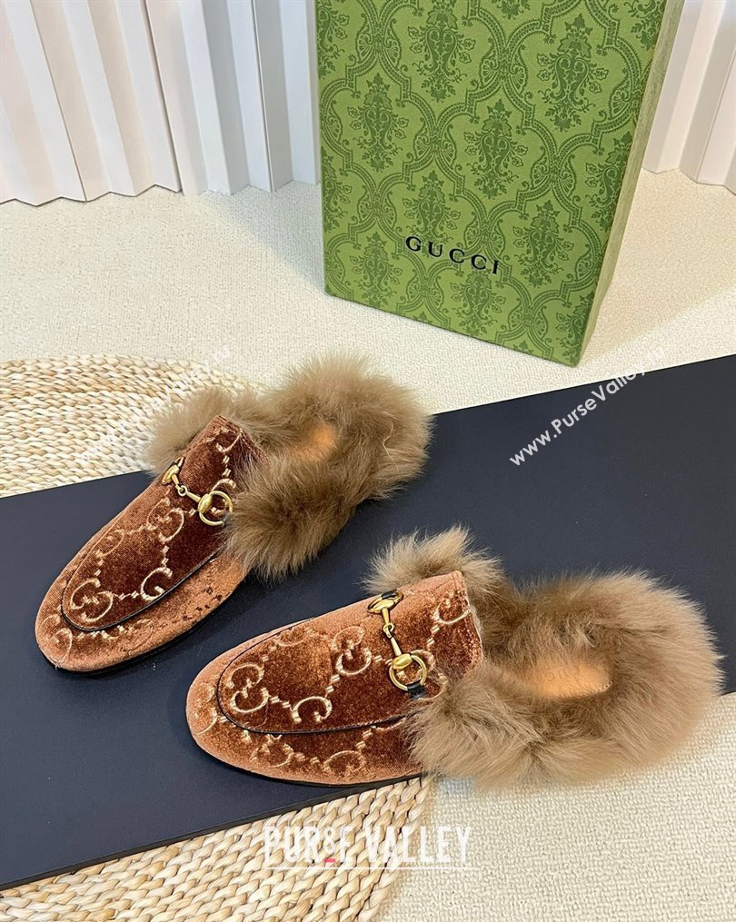 Gucci GG Velvet and Wool Slipper Brown/Beige 2023 1024 (MD-231024019)