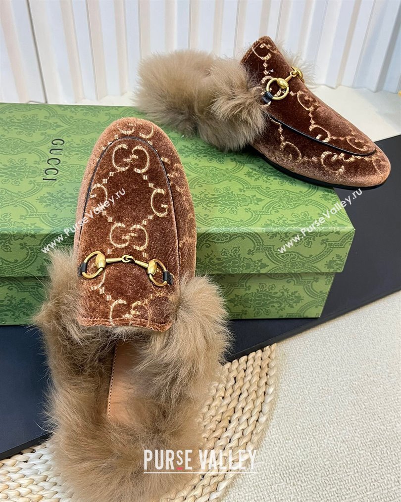 Gucci GG Velvet and Wool Slipper Brown/Beige 2023 1024 (MD-231024019)