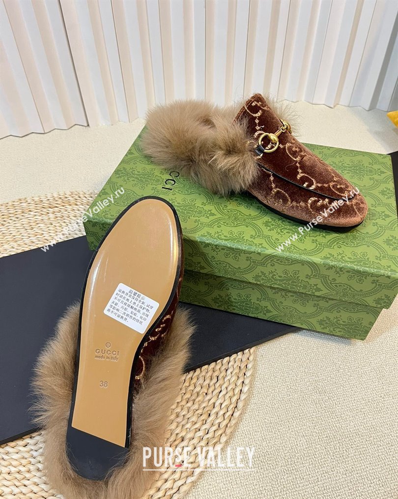 Gucci GG Velvet and Wool Slipper Brown/Beige 2023 1024 (MD-231024019)