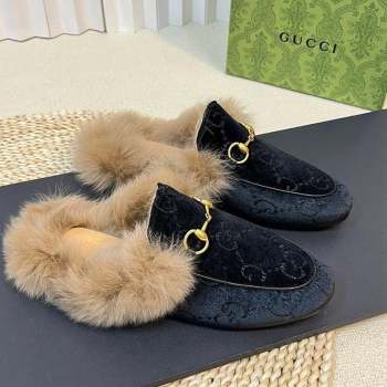 Gucci GG Velvet and Wool Slipper Black 2 2023 1024 (MD-231024020)