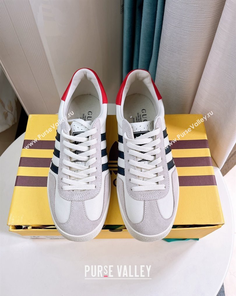 adidas x Gucci Gazelle Leather and Suede Low-top Sneakers White/Grey 2023 1024 (GDX-231024003)