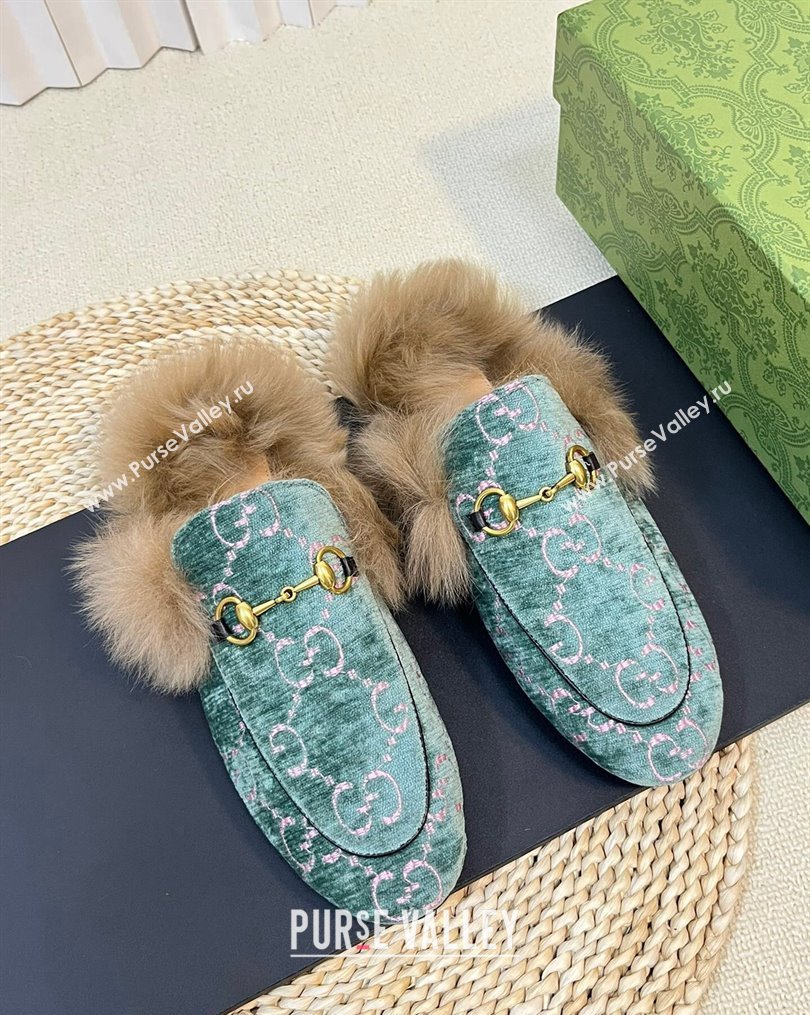 Gucci GG Velvet and Wool Slipper Light Green 2023 1024 (MD-231024021)