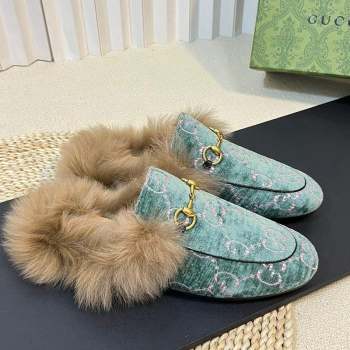 Gucci GG Velvet and Wool Slipper Light Green 2023 1024 (MD-231024021)