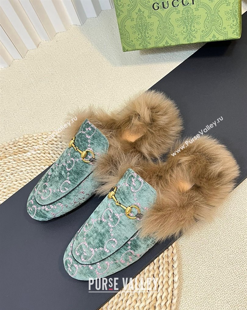 Gucci GG Velvet and Wool Slipper Light Green 2023 1024 (MD-231024021)