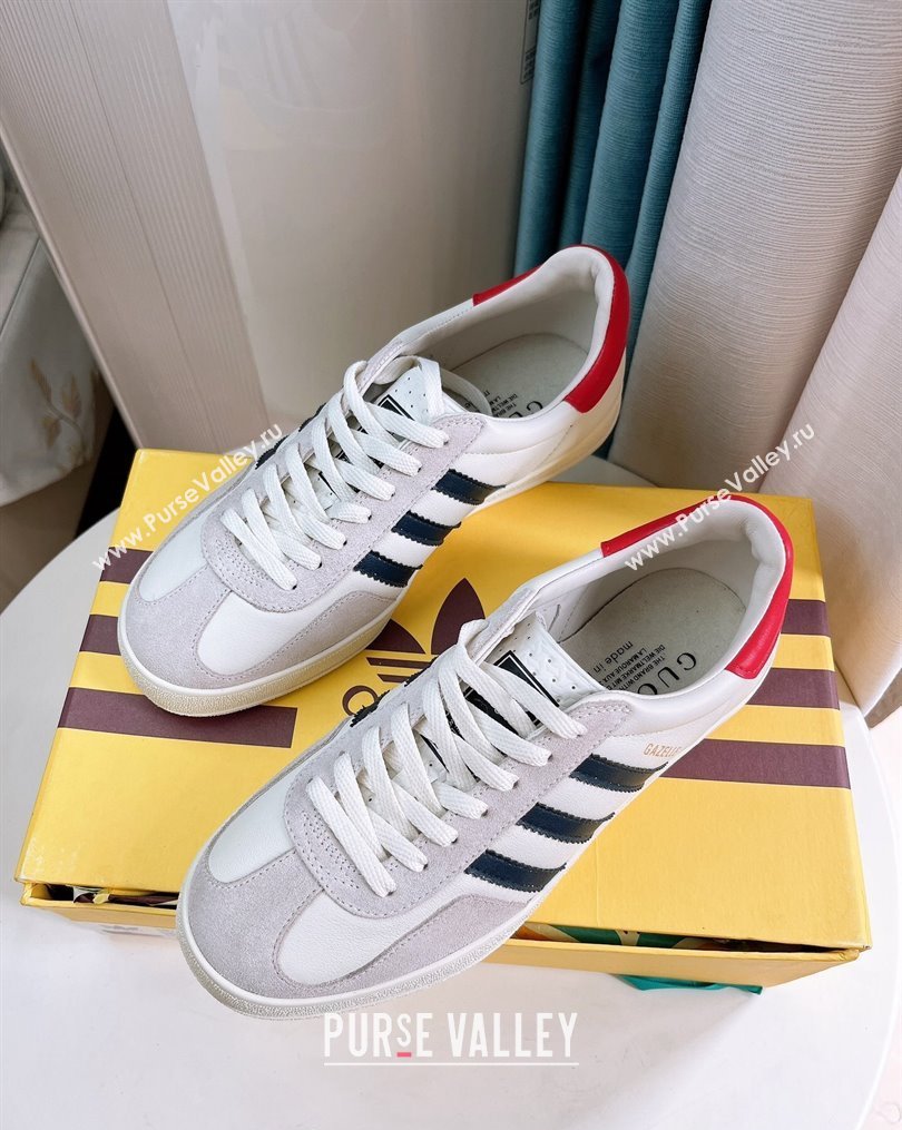 adidas x Gucci Gazelle Leather and Suede Low-top Sneakers White/Grey 2023 1024 (GDX-231024003)